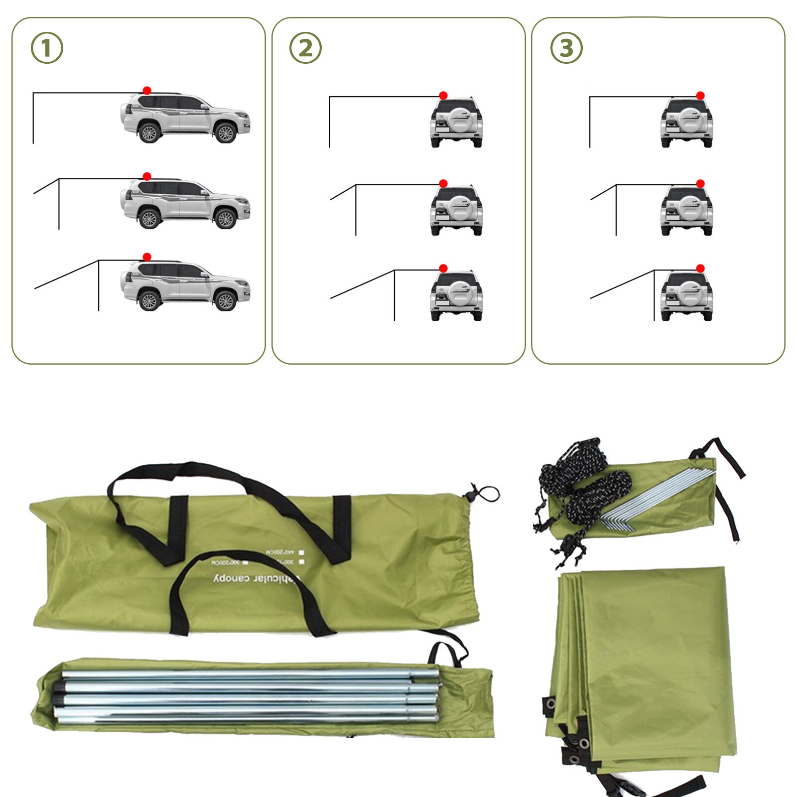 Car Shelter Shade Camping Side Car Tent Awning Waterproof UV Protection Portable Camping Tent Automobile Rooftop Rain Canopy