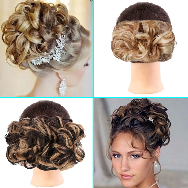 Dianqi elástico faixa de borracha grande coque chignon cabelo sintético dois clipes cabo pente chignon cabelo
