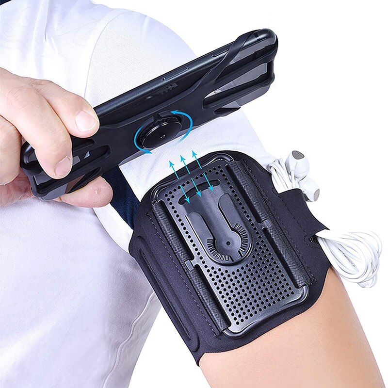 -Telefoon Armband 360 Graden Draaibare Running Telefoon Houder Voor Iphone Samsung &amp; 4.5-7 Inches Telefoons Met oortelefoon Armband
