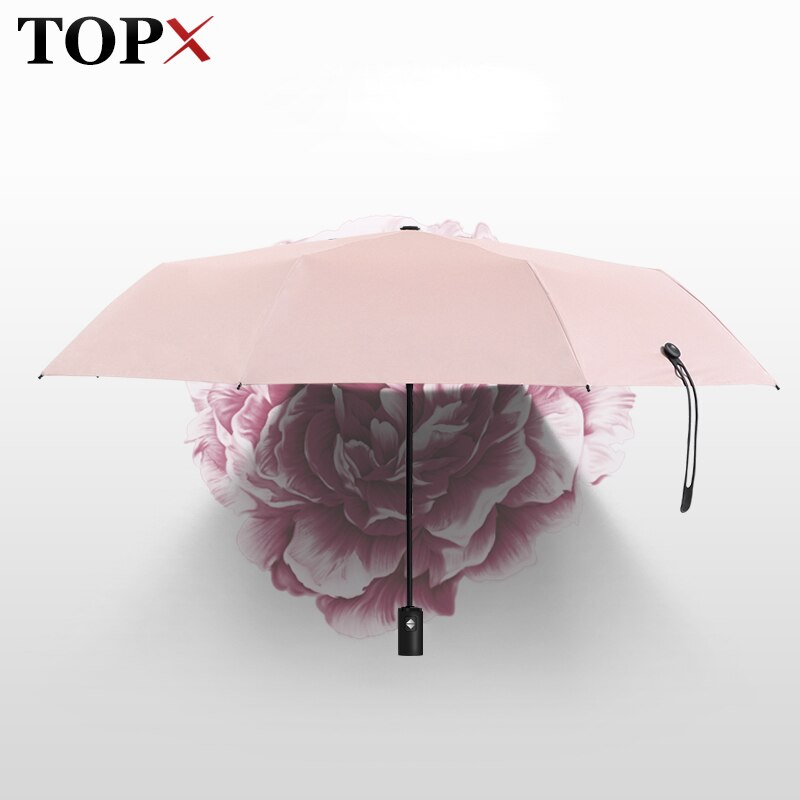 Sombrilla de 3 Paraguas plegable bonita y automática, sombrilla súper ligera, sombrilla pequeña, sombrilla de protección para la playa, Paraguas UV para la lluvia para mujeres