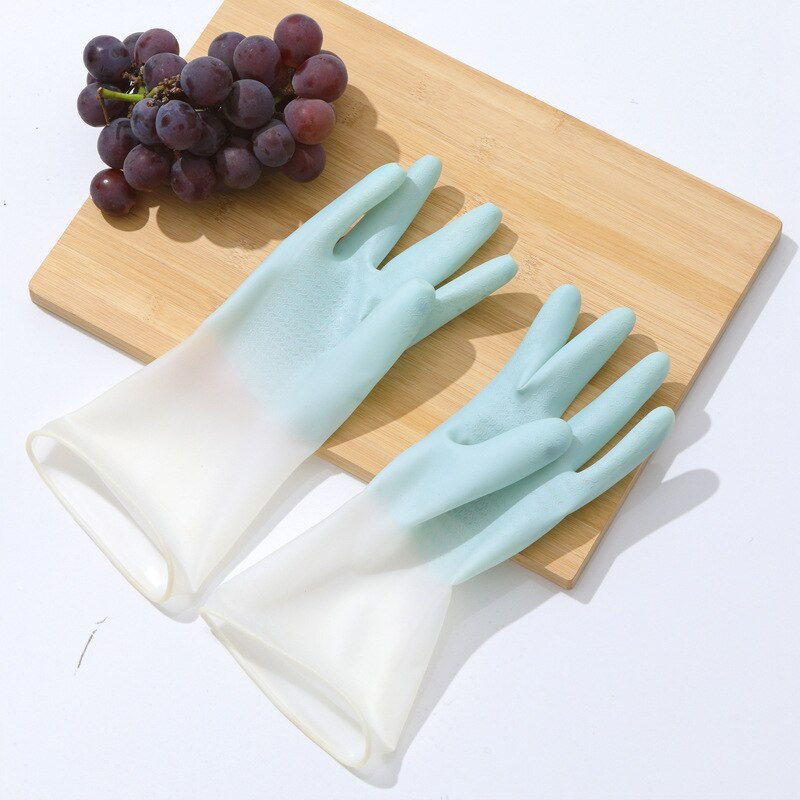 Kitchen Dishwashing Gloves Household Rubber Gloves Waterproof Anti-Hook Break Rubber Leather Durable Housework Glove: Blue / M