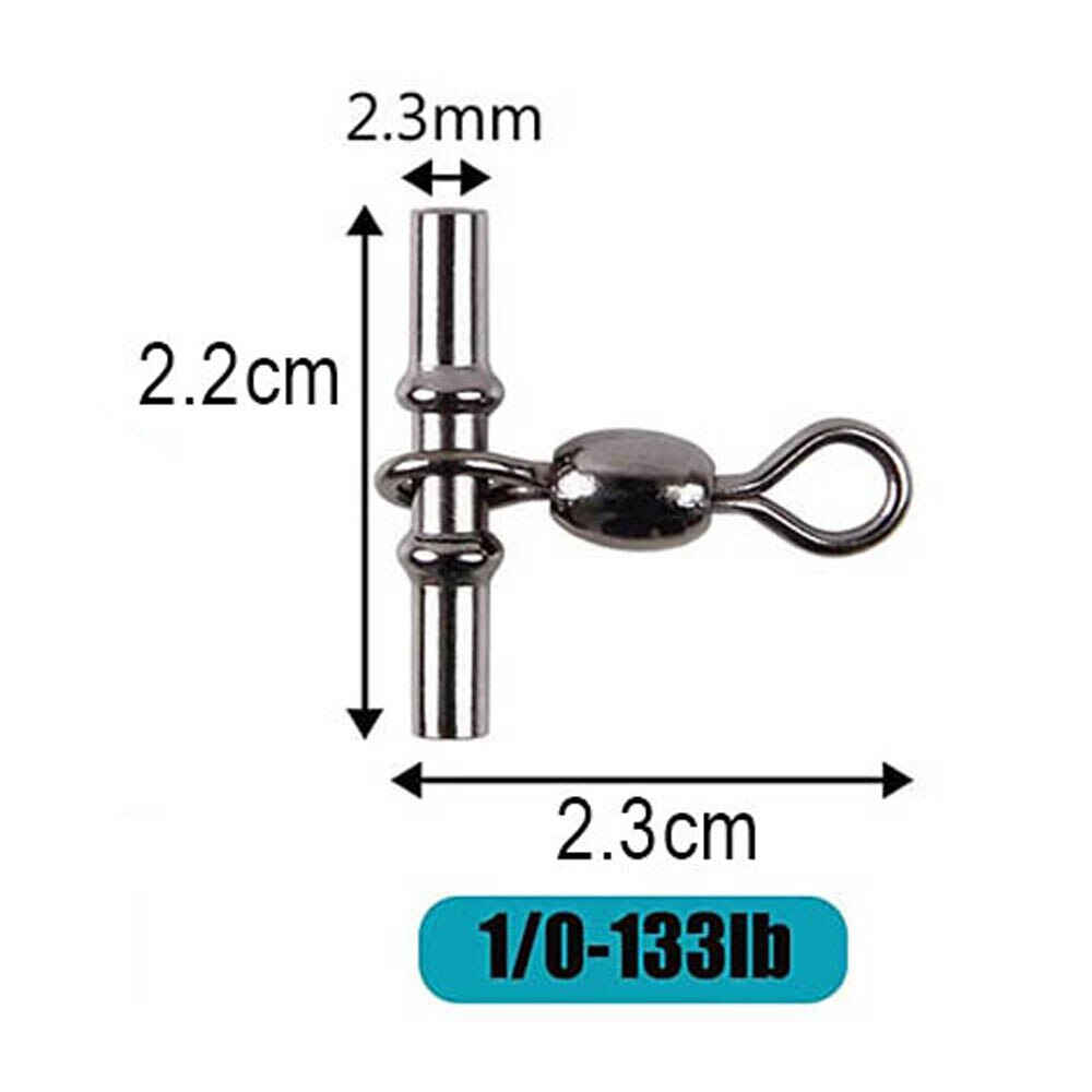 70Pcs 3 Way Cross Line Barrel Fishing Swivels Deep rig Crimp sleeves Crane Swivel Brass Fishing connectors Tackle: Size 1-0