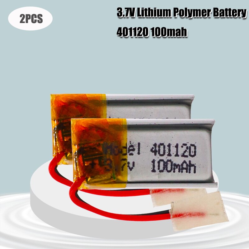 401120 Li-ion Polymer Battery 3.7v 100mah Rechargeable Batteries CE FCC ROHS Certification Safe Power Supply: 2PCS