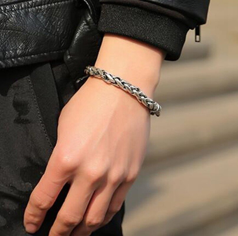 Men Metal Vintage Biker Chain Bracelets Jewelry