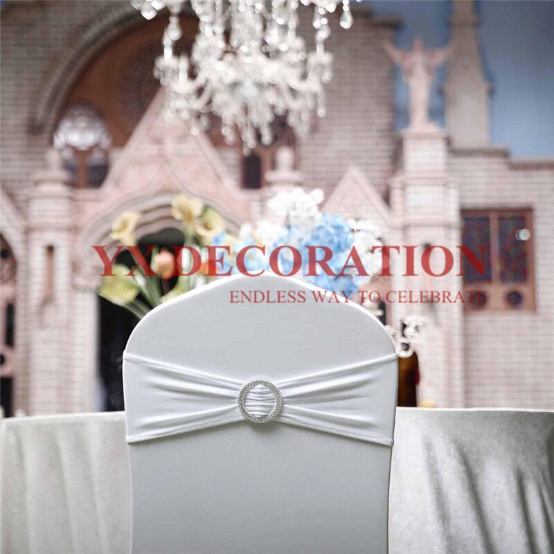 Ceinture de chaise en Lycra | Bande Spandex bon marché, adaptée à la housse de chaise, décoration de Banquet et de mariage: white