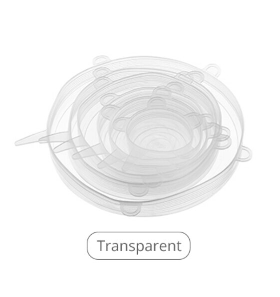 6 tapas elásticas de silicona de grado alimenticio, cubiertas universales para mantener la frescura, accesorios de cocina: 4