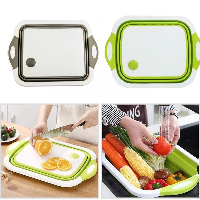 Multifunction Collapsible Cutting Board Dish Tub 3 Basins supplies Drain Outdoor Basket Kitchen 1 Camp Sink Folding Portabl C1U8