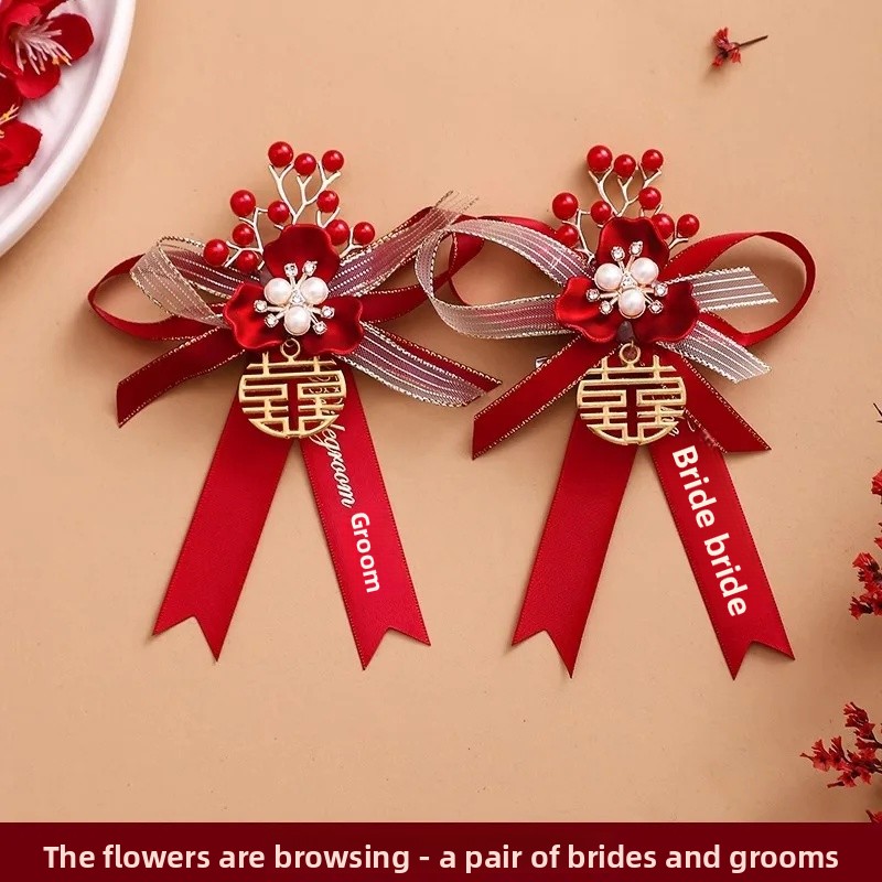 Bröllopsbukett emblem marskalkar och brudtärnor komplett set familj föräldrar gäster kavajslag blommor par exklusiv känsla: Grå