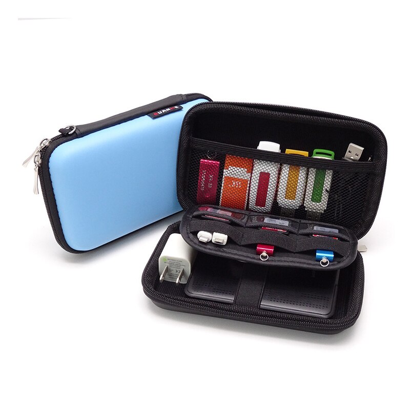 2.5 "Hdd Harde Schijf Zak Externe Usb Disk Draagtasl Kabel Organizer Bescherming Opslag Portemonnee Behuizing Power Bank Pouch doos: Blue