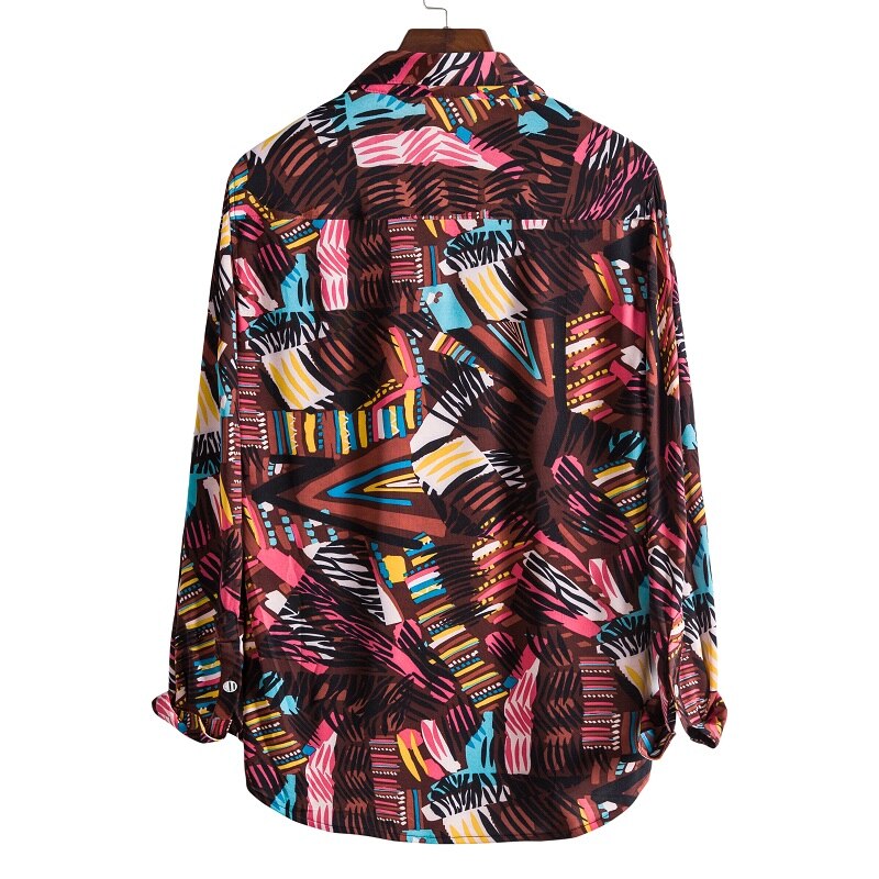 Camisas florales de manga larga de Otoño de para hombres camisas estampadas con flores de corte delgado para hombres cami