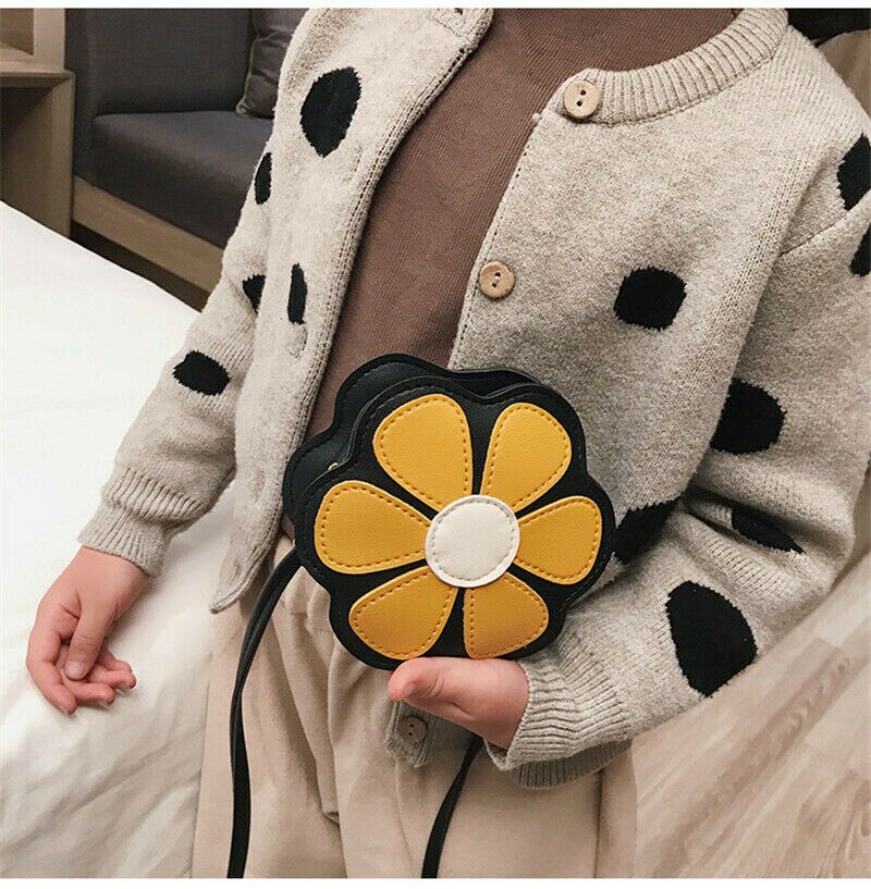 Sommer børn søde håndtasker blomsterformede punge pu læder skulder crossbody taske til børn småbørn piger