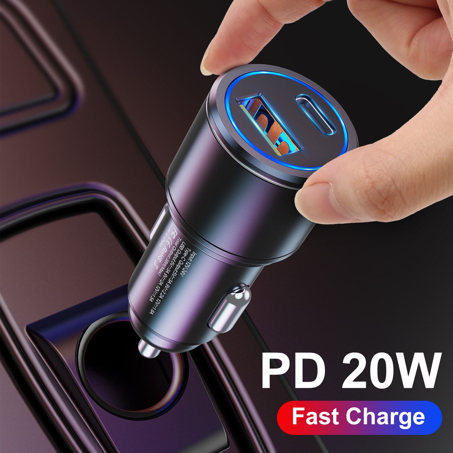 Pd 20W Usb Autolader Quick Charge Auto Type C Qc 3.0 Mobiele Telefoon Oplader Snel Opladen Voor Iphone 13 12 Pro Max 11 Xiaomi