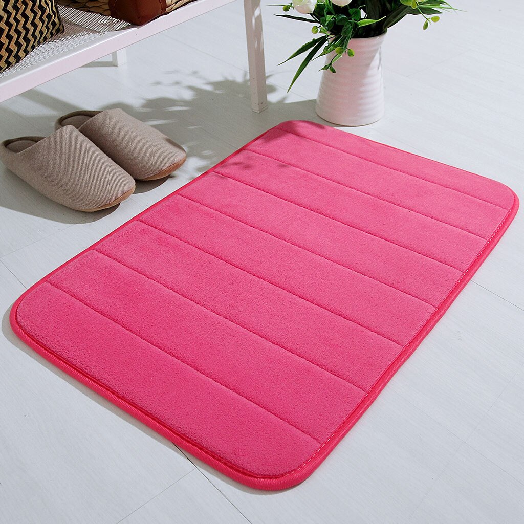 40x60cm Absorberende Zachte Memory Foam Mat Bad Badkamer Slaapkamer Vloer Douche Tapijt Tapijt Decor microfiber memory foam: Hot Pink