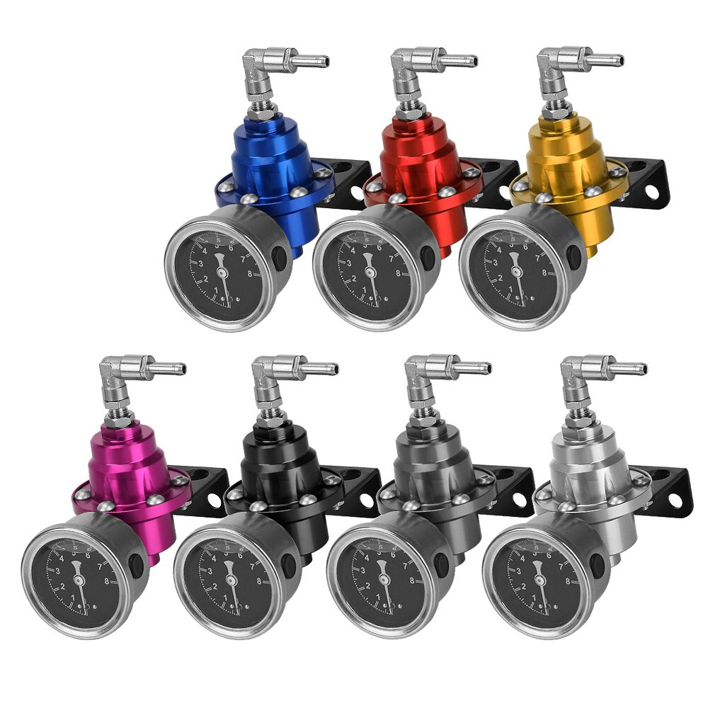 Verstelbare Fuel Pressure Regulator Met Gauge Kit 7 Kleuren Voertuig Monteren Brandstof Supercharger Universal Aluminium