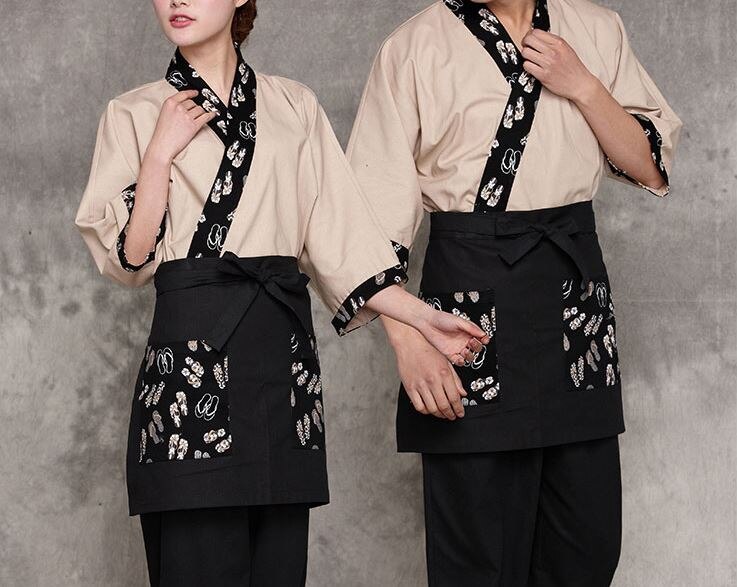 Nowe japońskie styl szef kuchni restauracji fartuchy kawiarnia Dom hotelowy kelner kelnerka kucharz fartuch wysokiej jakości 3 kolory