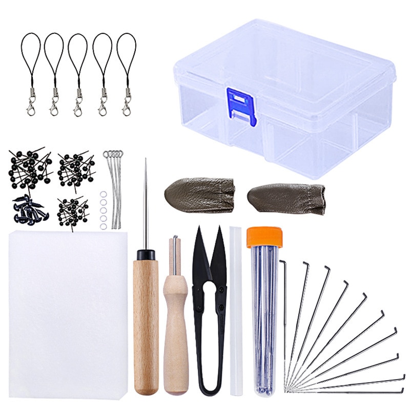 Jiwuo-Kit de tijera de fieltro de aguja para principiantes, herramientas de fieltro de lana para manualidades, fieltro hecho a mano, suministros de fieltro, 54 Uds.