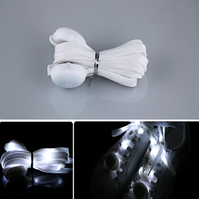 Led Sport Veters Lichtgevende Schoenveters Glow Schoen Strings Ronde Flash Licht Schoenveters Geen Tie Lui Veters Party: WHITE
