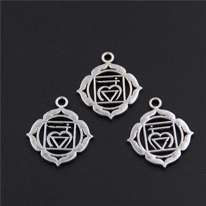 7 abalorios de Color plateado para hacer joyas, colgante de Mandala, Yoga, OM, budista, de Metal, 7 uds.
