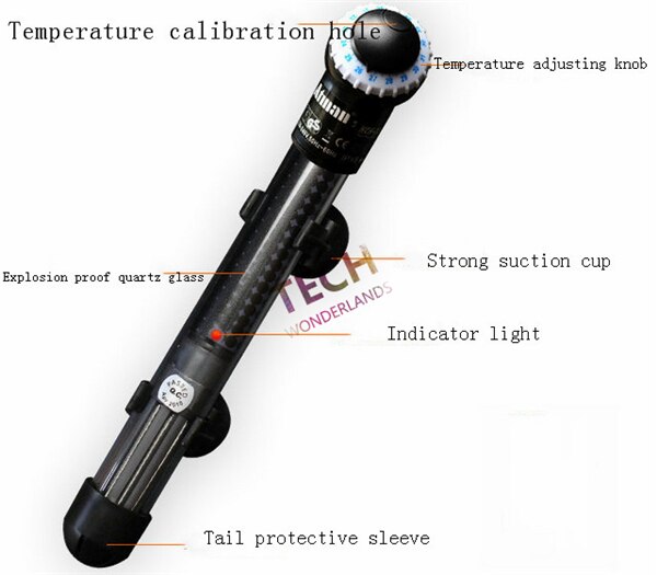 Atman HCH 50w/100w/200w/300w Submersible Heater Heating Rod for Aquarium Glass Fish Tank Temperature Adjustment