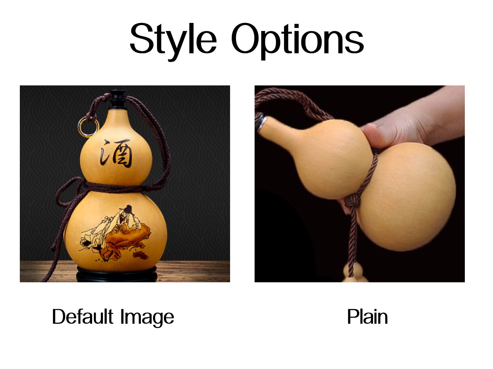 Natural Dried Gourd Water Bottle with Lid Hollow Calabash Chinese Pumpkin for Drinks Holder Ornament Decor Groomsmen