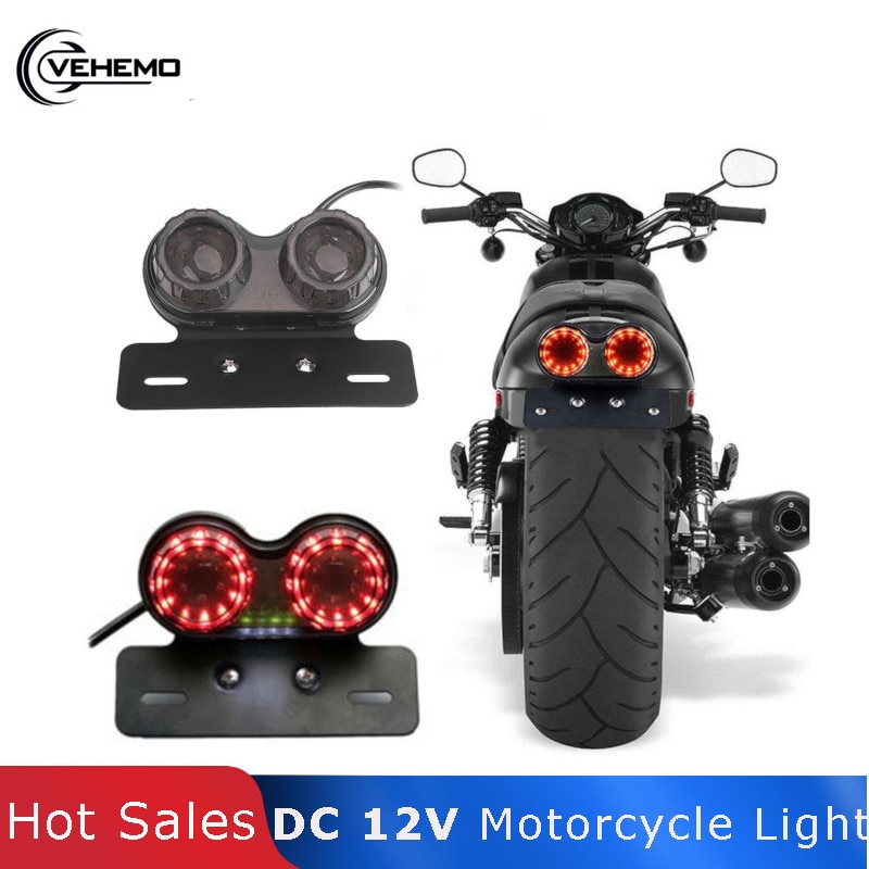 Vehemo  dc 12v plast generisk holdbar motorcykel lys blinklys bremse dobbelt led lys dobbelt lys integreret baglys