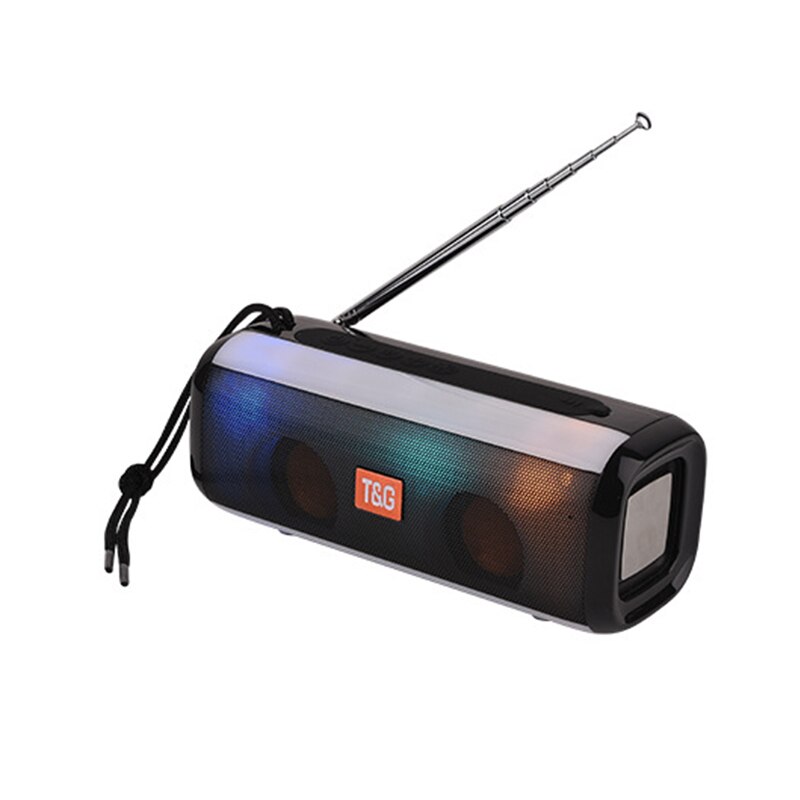 TG144 Draadloze Bluetooth Speaker & Fm Radio Led Flash Light Portable Luidspreker Draadloze Kolom Met Fm Antenne Som: black