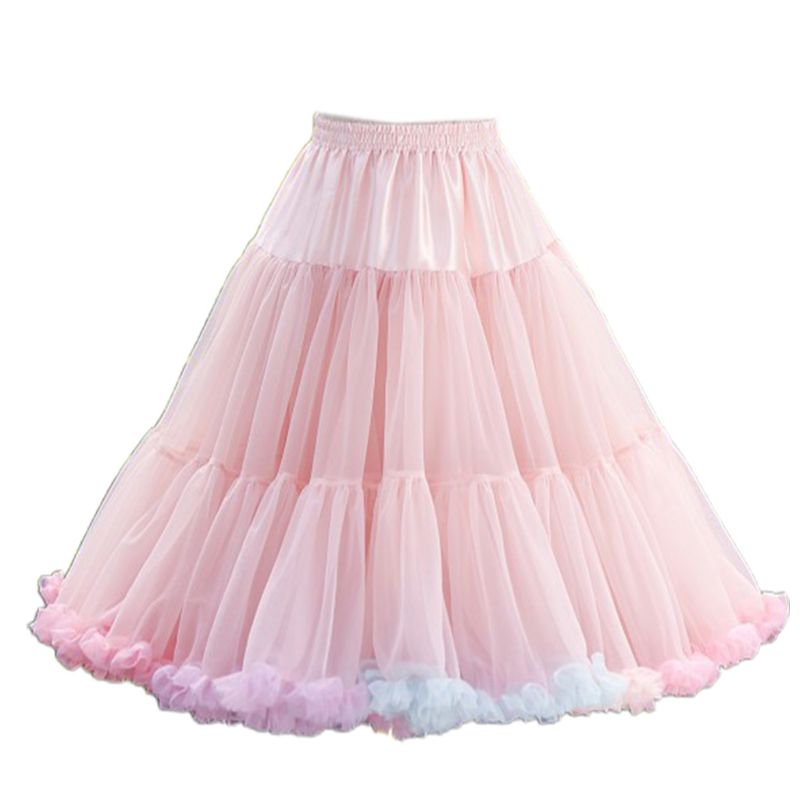 Kvinnor resår midja pösig tyll underkjol regnbåge moln kort tutu kjol balett dans pettiskirts lolita underkjol
