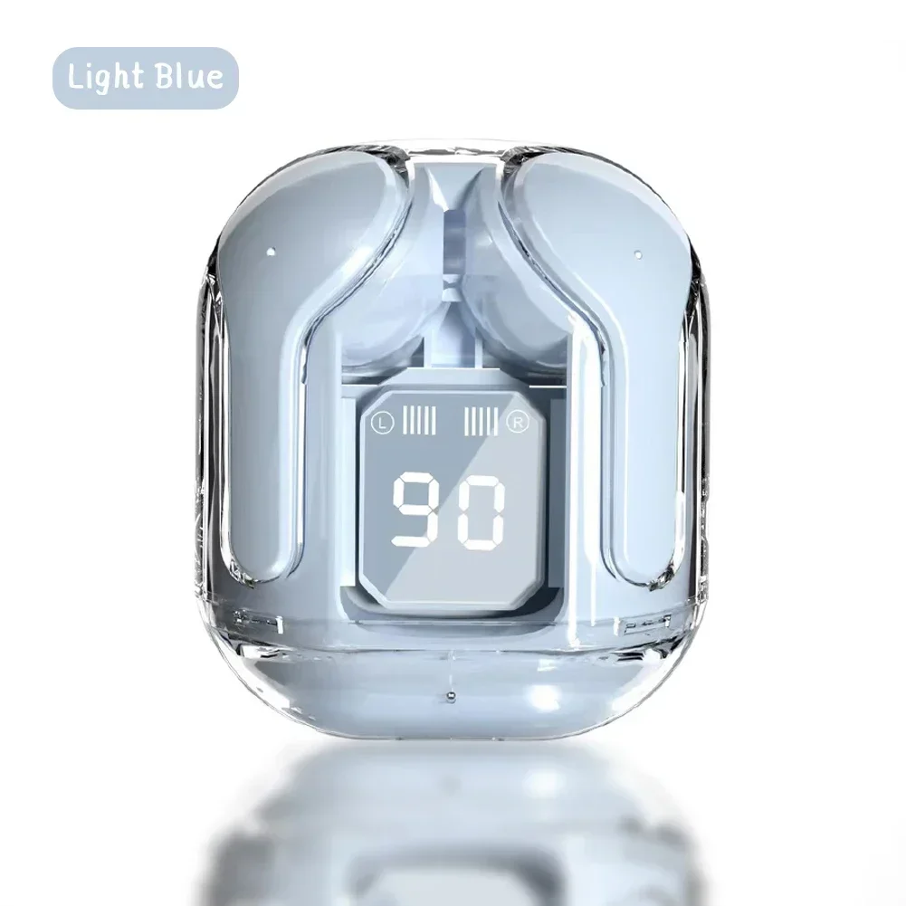Auriculares inalámbricos originales con Bluetooth, cascos transparentes de alta fidelidad con pantalla Digital LED y sonido estéreo para Xiaomi: Azul