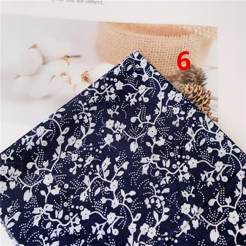 Tela de algodón DIY azul marino con estampado floral fresco de 50cm x 150cm, ropa de cama para niños, ropa de cama, colcha decorativa para el hogar 180g: NO6