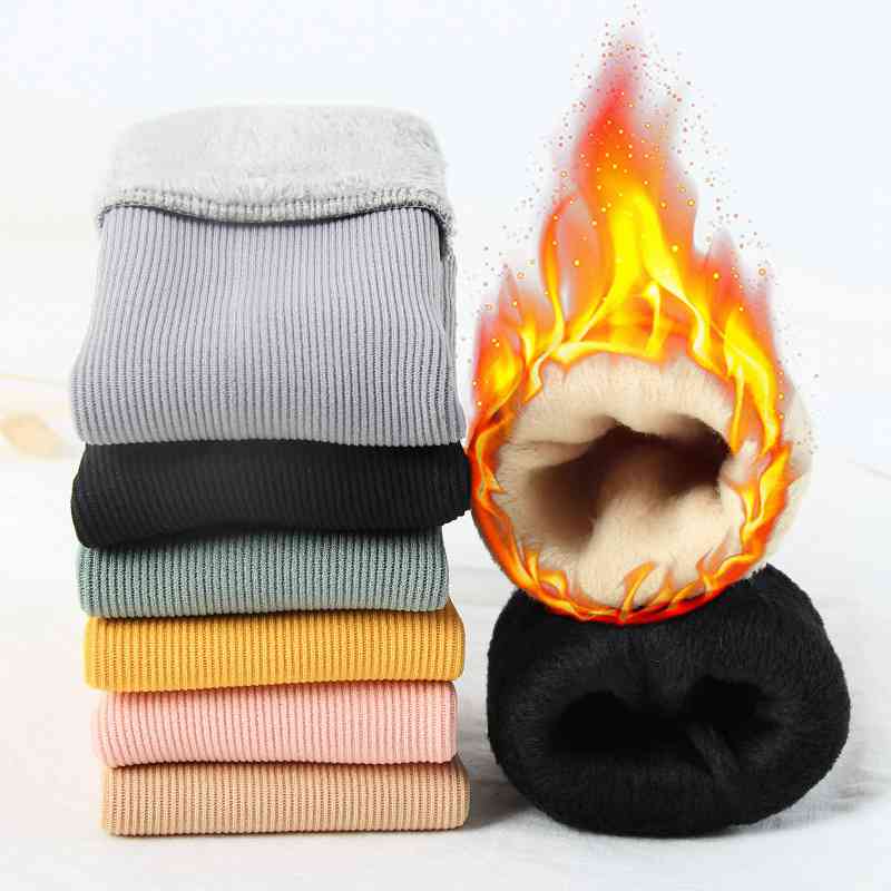 Calcetines gruesos de terciopelo para mujer, medias de tubo medio de algodón cálido, Color caramelo, para el hogar, Invierno