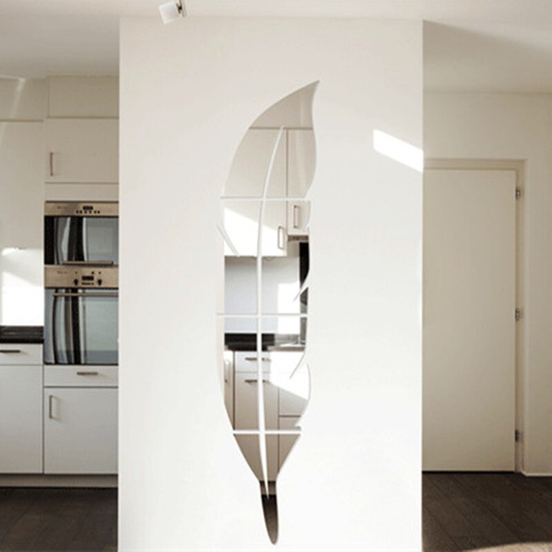 Autocollants de miroir en 3D 73*18CM | Stickers muraux amovibles en plume, Stickers décoratifs de salle de cuisine, Art Vinyl, pour la maison