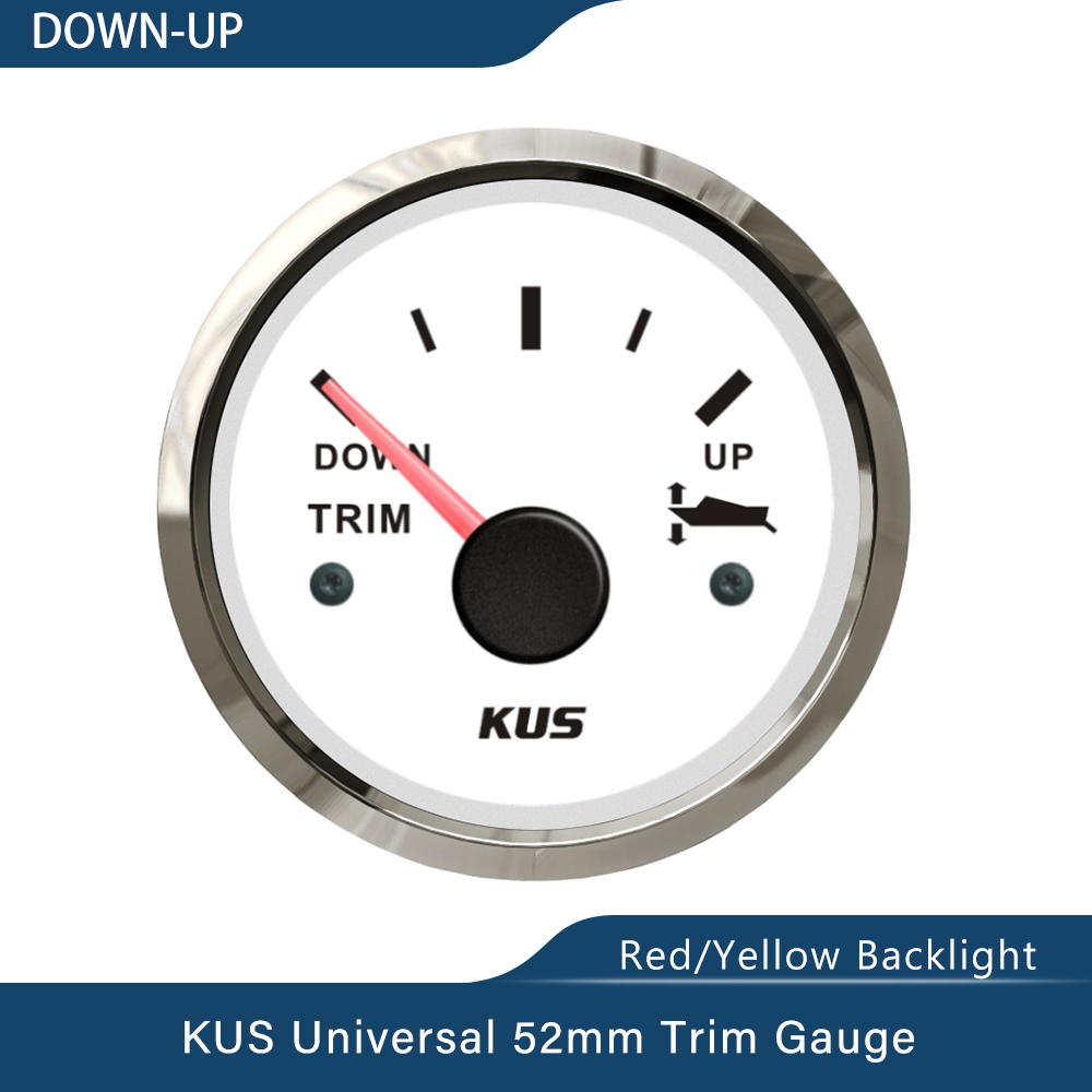 Kus 52mm opp-ned/venstre-høyre båttrimmåler marin trimtiltindikator 0-190 ohm for båt rødt og gult tilgjengelig bakgrunnsbelysning: Lr-ws