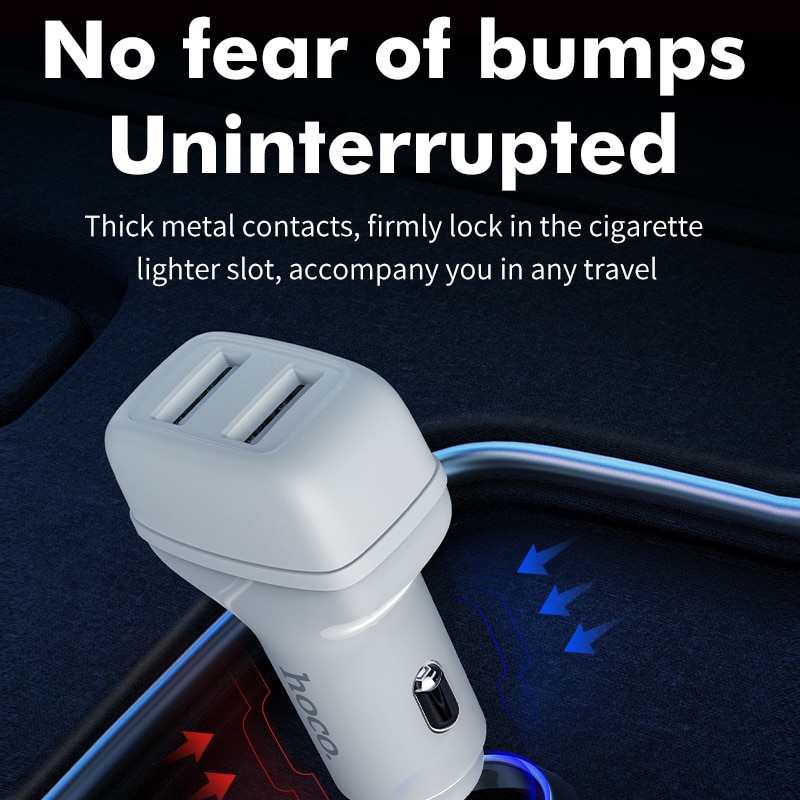 Hoco Dual Output Usb Car Charger Voor Iphone 11 Pro Xs 8 7 Plus Universele 5V2.4A Snel Opladen Adapter Voor samsung S9 S8 Oneplus