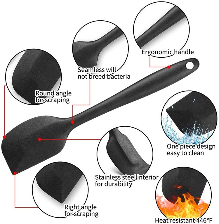 6Pcs/set Silicone Spatula Mixing Sets Pastry Scraper Non Stick Butter Spreader Jar Blender Cooking Spatula Spoon Kitchen Baking