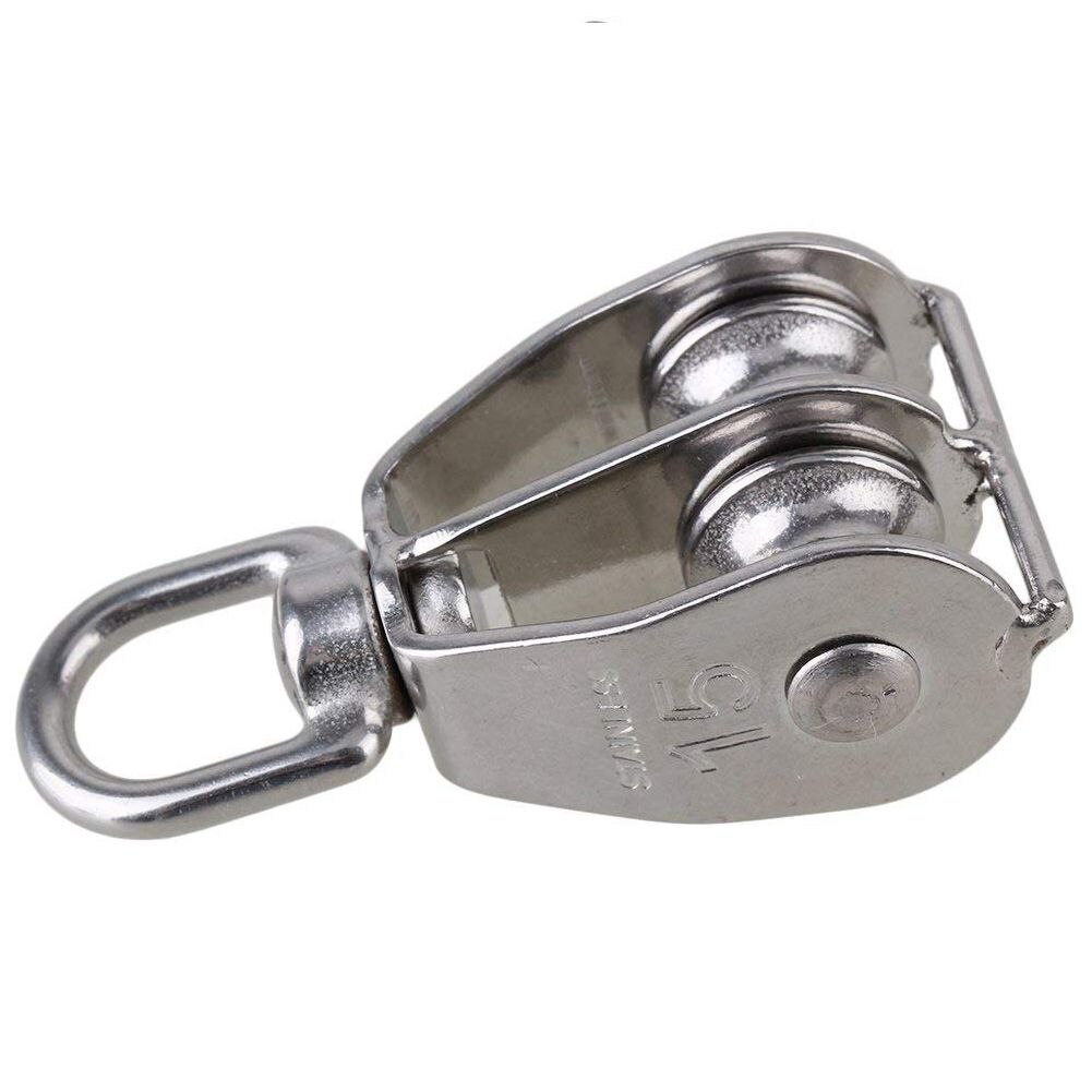 BHTS-304 Rvs M15 Dubbele Katrol Blok Voor Wire Rope Chain Tractie Wiel Set Van 5