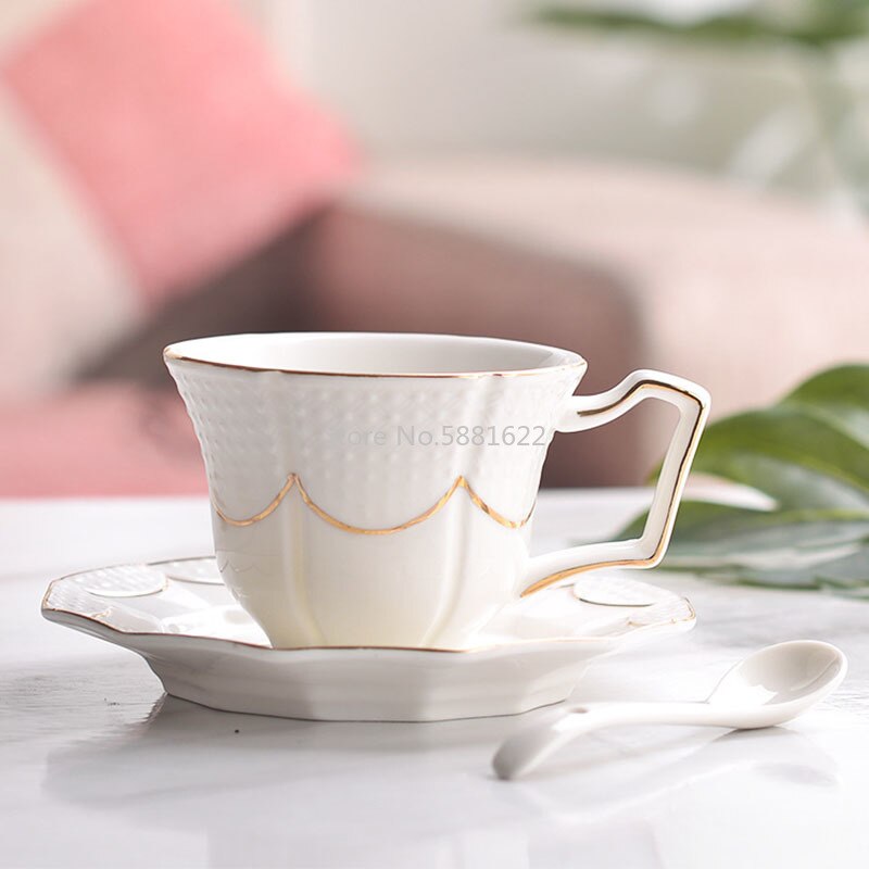 Keramiska koppar och fat kaffekoppuppsättning kontinentalt teuppsättning kaffekopp enfärgad engelsk eftermiddagstekoppuppsättning