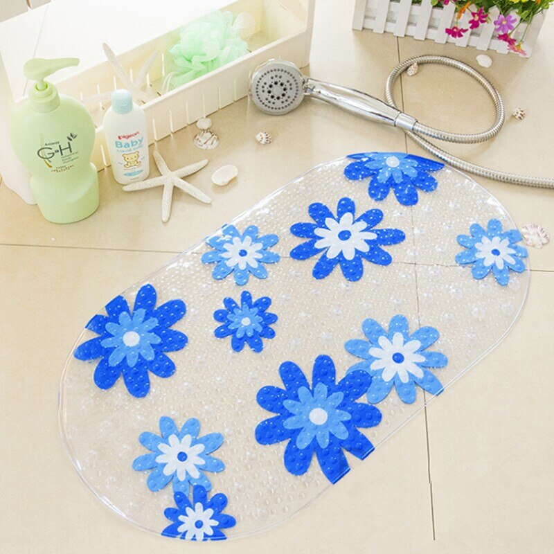 Kleurrijke Bloemen Stippen PVC Antislip Badmat Bad Douche Mat 69*38 cm