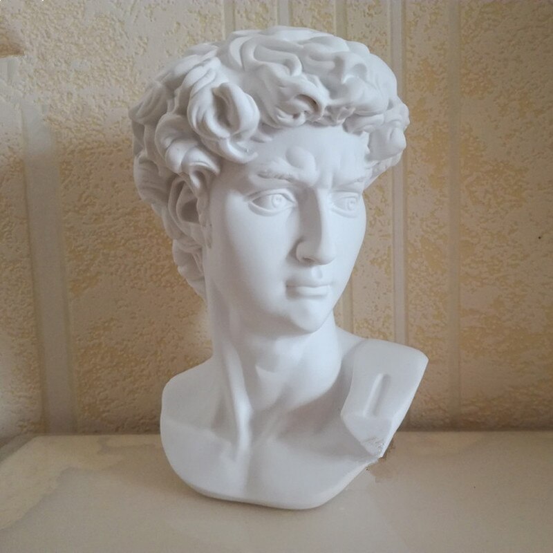 Mini David Statue Head Portraits Gypsum Statue Michelangelo Home Decoration Resin Art Craft Sketch Practice Room Decor sculpture
