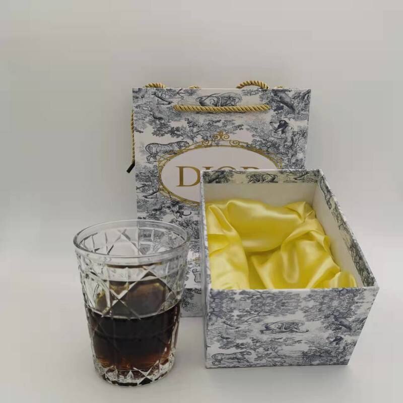 Whisky Glass Cup Box Set Crystal Cup Milk Juice Milk Tea Cup Household Lattice Water Cup Single