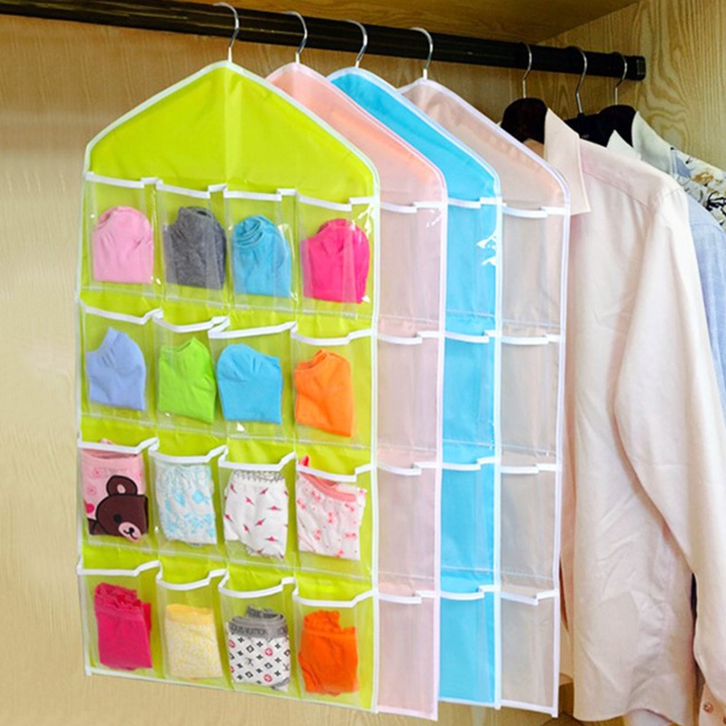 Transparent Storage Bag Wall Hanging Organizer Closet Kindergarten Locker Pocket Clothes Cabinet Bag Multifunction Wardrobe Stor