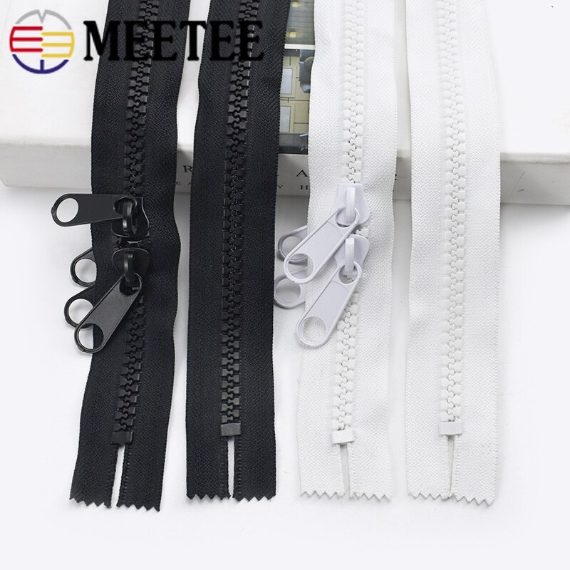 Meetee 1/2/3/4/5/6Meters 10# Double Sliders Resin Zipper for Tent Close-End Zips Outdoor Long Large Zippers Clothing Sewing Zip