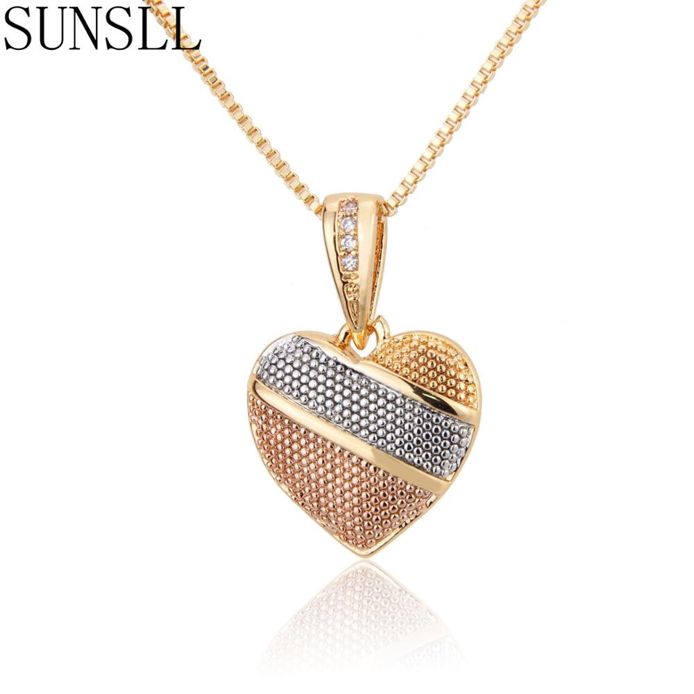 Exquisite Jewelry Set Gold Copper White Cubic Zircon Heart Necklace Earrings For Women Party