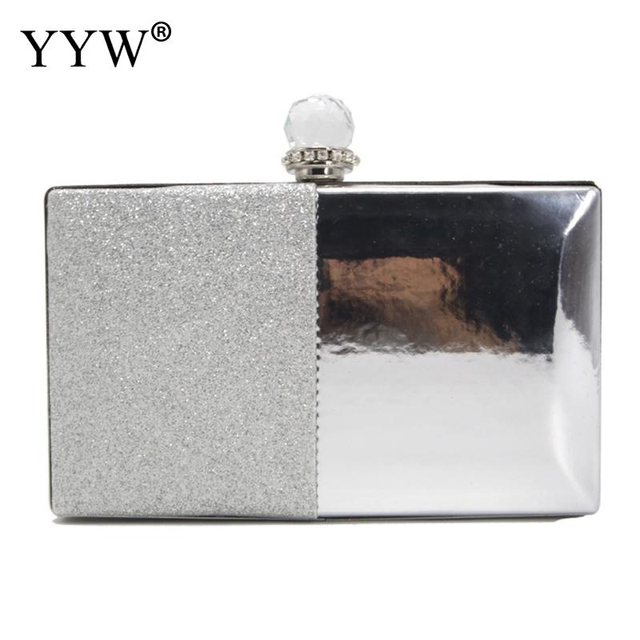 Small Black And White Wedding Clutch For Women Evening Bag Crossbody Bag Wedding Bridal Purse Cocktail Party Prom Pochette Femme: Silver