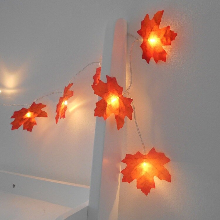 1.5M 3M 20 Lights DIY Maple Leaves Garland Led Fairy Lights for Christmas Decoration Autumn String Light Festive Halloween Decor