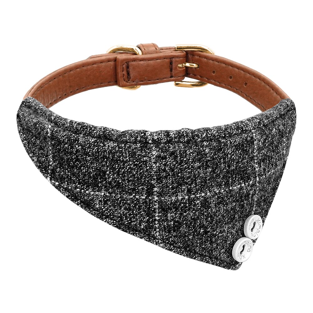 Collier Bandana chien chiot mignon | Petits chiens moyens, colliers Plaid chaton chat Scraf Bandanas en cuir rembourré, accessoires étoile chien: Gris clair / S