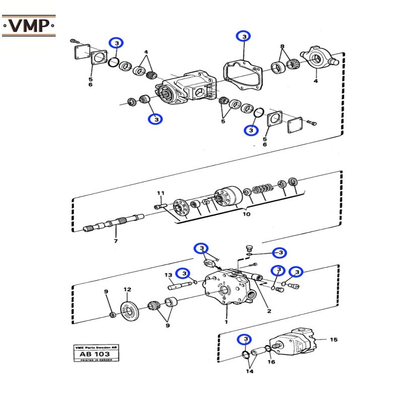 6211660-OEM-Juego de juntas para L50, L70, L90, L90B, L90C BM, L90C, l120 cargadores de ruedas