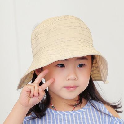 BINGYUANHAOXUAN Meisjes Grote Rand Zonnehoed Golvend Strand Strohoed Leuke Zon Cap: beige