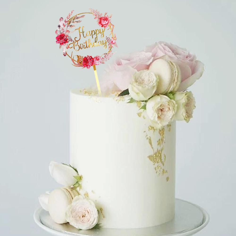 Acryl Gelukkige Verjaardag Cake Topper Resuable Hart Letters Guirlande Anniversary Topper Cupcake Dessert Decor Feestartikelen