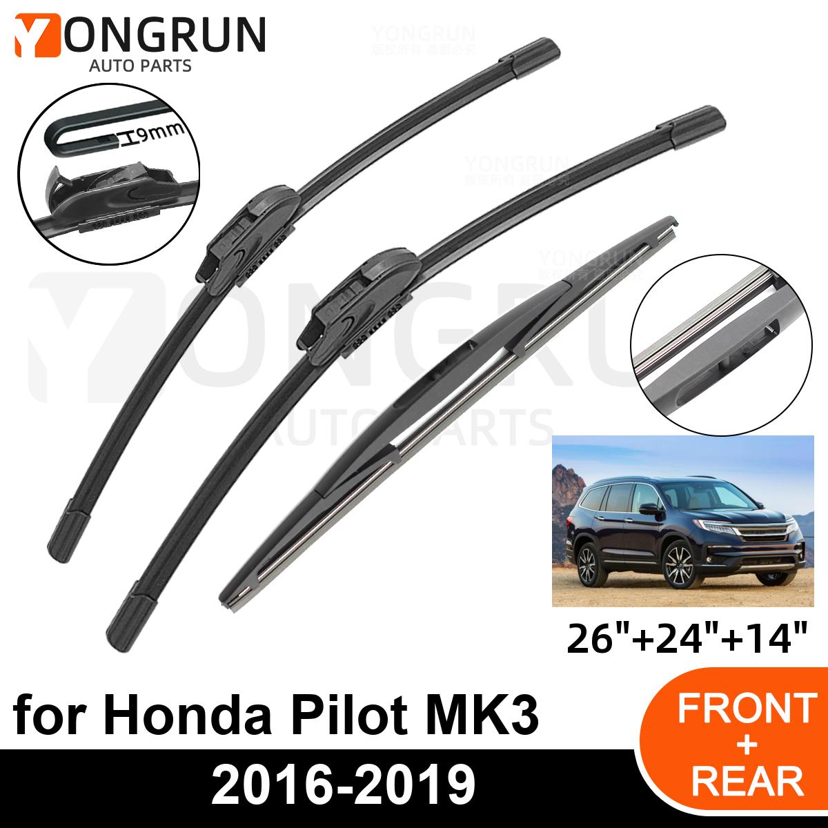 3 stk. bilviskere til honda pilot  mk3 forrude bagtil, holdbart tilbehør til fire årstider