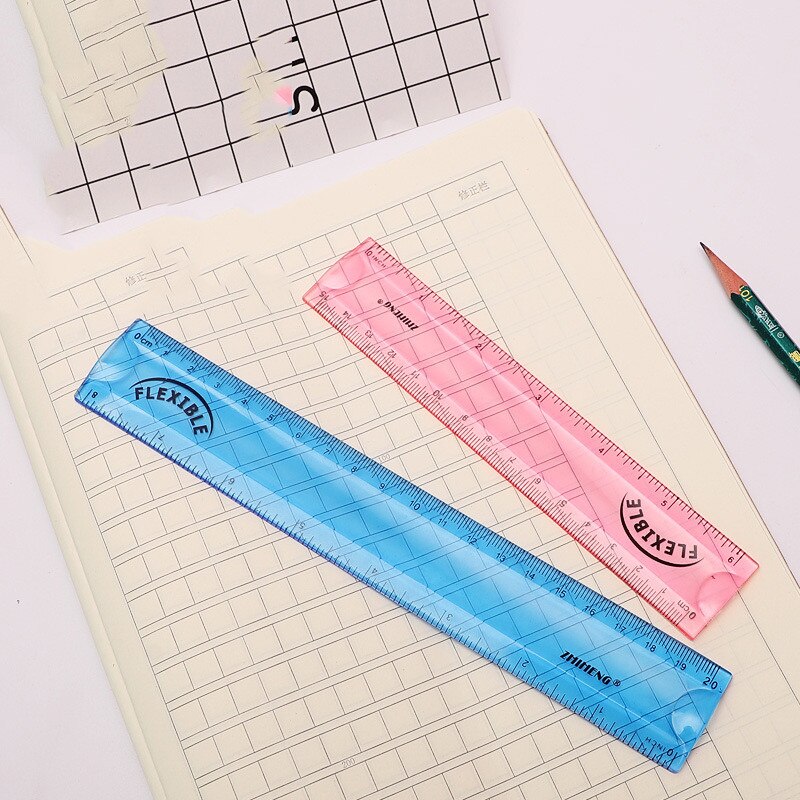 15cm/20cm Soft Straight Ruler School Supplies Student Measurement Ruler Multifunction Stationery Flexible Ruler